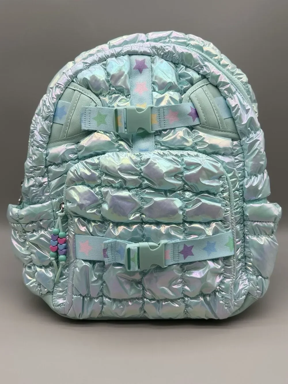 Miss Gwen OMG Iridescent Puffer Backpack Pastel Stars Girls Kids New
